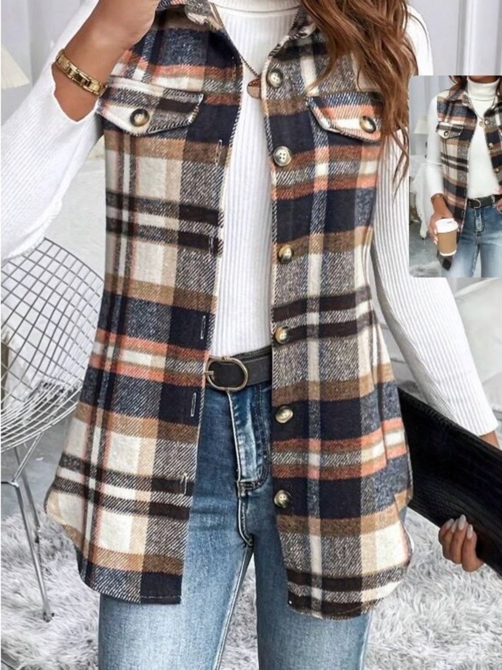 SHEIN fall flannel vest